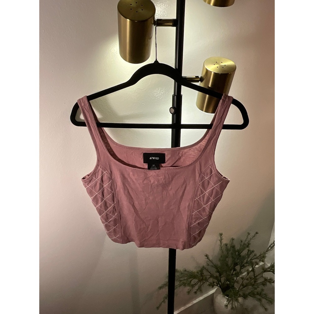 ATWYLD tank moto bikercore rose quilted side panels jeans top flattering fit sm
